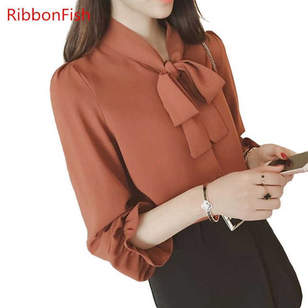 women spring summer style chiffon blouses shirts girls long ruffles sleeve o-neck bow tie decor blusas df1226 210609, White
women spring summer style chiffon blouses shirts girls long ruffles sleeve o-neck bow tie decor blusas df1226 210609, White