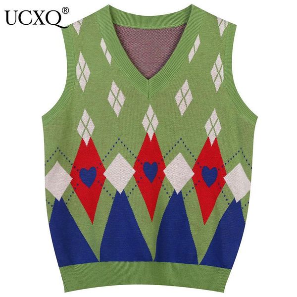 women's vests ucxq woman vest kniited plaid hit color sleeveless v collar loose wild basic casual style 2021 autumn korean fashion 23xf, Black;white
women's vests ucxq woman vest kniited plaid hit color sleeveless v collar loose wild basic casual style 2021 autumn korean fashion 23xf, Black;white
