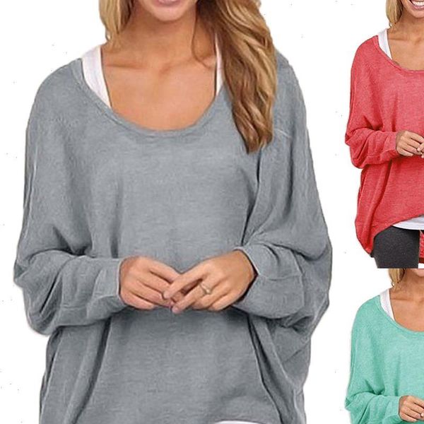 fashion women shirt round neck long sleeve solid color loose pullover blouse drop good quality, White
fashion women shirt round neck long sleeve solid color loose pullover blouse drop good quality, White