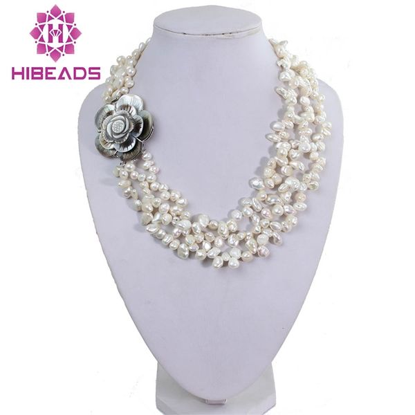 3 strands charming keshi white reborn jewelry party pearl necklace fp026, Silver
3 strands charming keshi white reborn jewelry party pearl necklace fp026, Silver