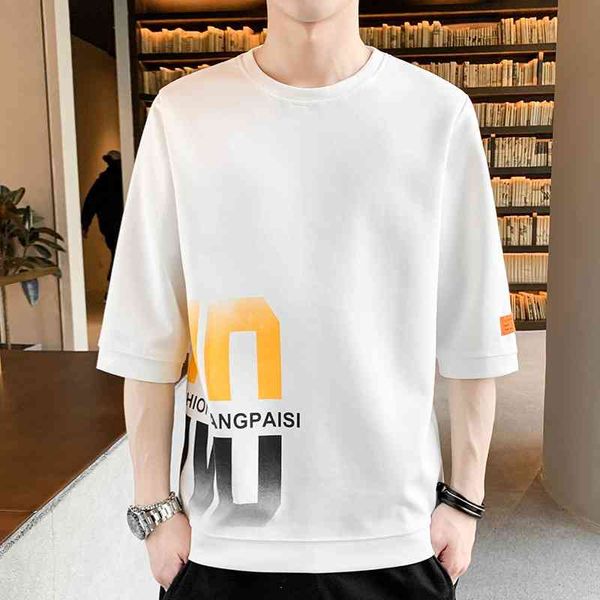 2021 summer new printed letter round neck sweater men's korean loose youth leisure medium sleeve pullover, Black
2021 summer new printed letter round neck sweater men's korean loose youth leisure medium sleeve pullover, Black