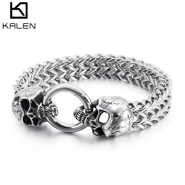 kalen punk stainless steel skull charm bracelet men mesh chain bangle man jewelry accessories, Golden;silver 
kalen punk stainless steel skull charm bracelet men mesh chain bangle man jewelry accessories, Golden;silver