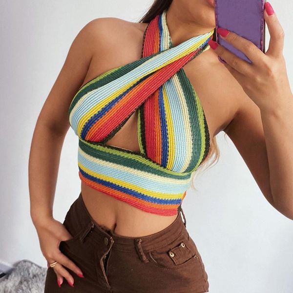 women's tanks & camis y2k knit halter neck crop women 2021 summer fashion color striped camisole harajuku backless party beach, White
women's tanks & camis y2k knit halter neck crop women 2021 summer fashion color striped camisole harajuku backless party beach, White