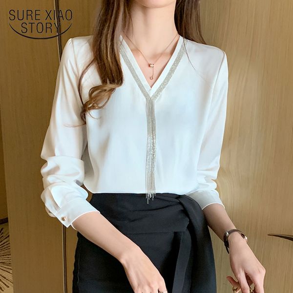 autumn chemisier femme women's long sleeve korean style all-match tassel v-neck satin shirt 10494 210508, White
autumn chemisier femme women's long sleeve korean style all-match tassel v-neck satin shirt 10494 210508, White