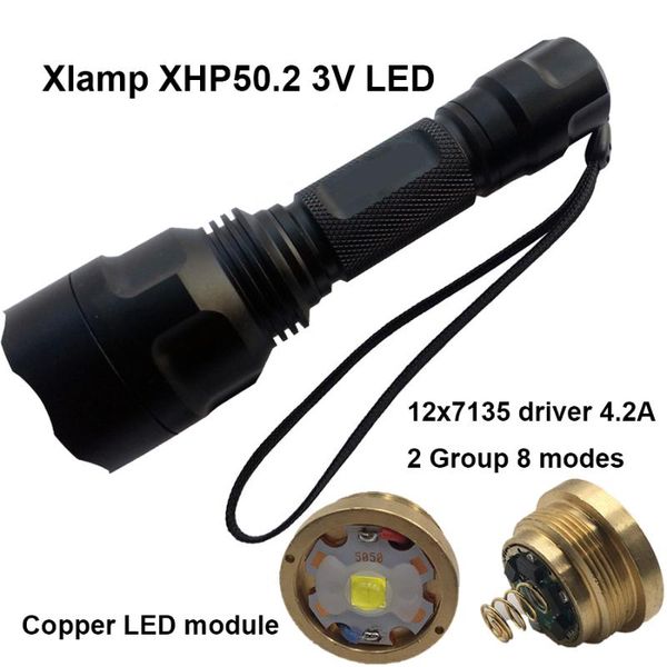 powerful c8 pure module 2600lm xhp50.2 led 12 x 7135 driver 4.2a xhp50 18650 torch hunting hiking camping lamp flashlights torche torches
powerful c8 pure module 2600lm xhp50.2 led 12 x 7135 driver 4.2a xhp50 18650 torch hunting hiking camping lamp flashlights torche torches