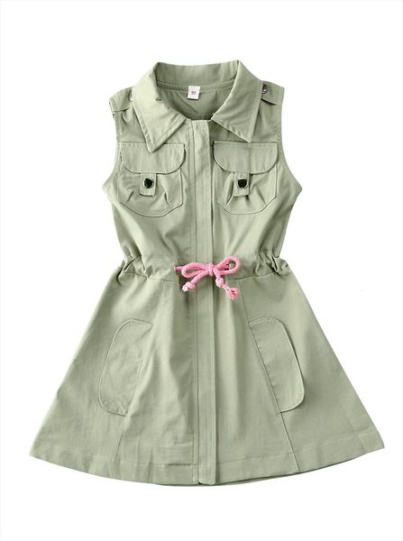 children solid color lapel zipper girl dresses with pocket and drawstring girls sleeveless clothes, Red;yellow
children solid color lapel zipper girl dresses with pocket and drawstring girls sleeveless clothes, Red;yellow