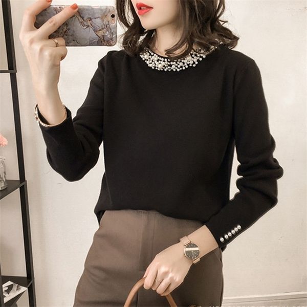 4xl women beading cotton t-shirt autumn fashion solid color o-neck long sleeve ladies elegant pullover 210519, White
4xl women beading cotton t-shirt autumn fashion solid color o-neck long sleeve ladies elegant pullover 210519, White