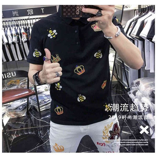 t shirts european brand leisure embroidered short sleeve men's polo shirt luxury design, White;black
t shirts european brand leisure embroidered short sleeve men's polo shirt luxury design, White;black