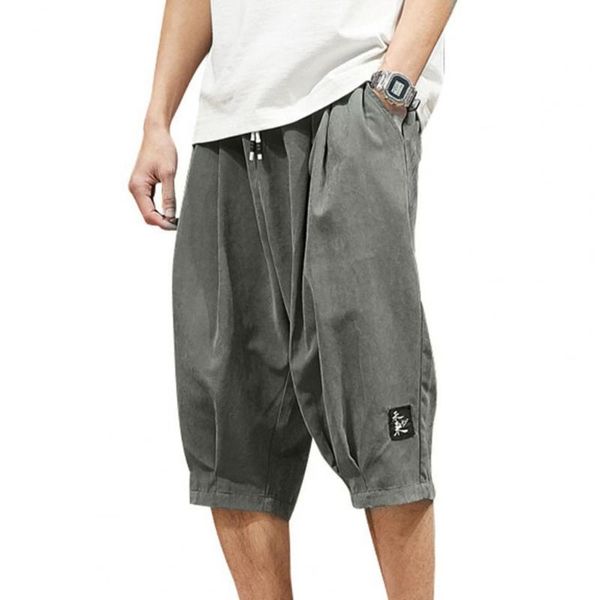 men's pants men cargo shorts cropped trousers breathable pockets elastic waist loose mid, Black
men's pants men cargo shorts cropped trousers breathable pockets elastic waist loose mid, Black