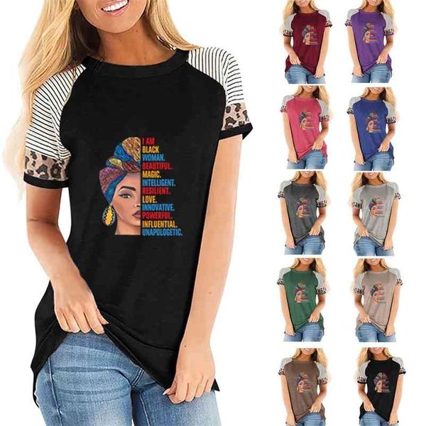women summer t shirt black print patchwork o neck short sleeve 's t-shirt african girl history shirts tees 210520, White
women summer t shirt black print patchwork o neck short sleeve 's t-shirt african girl history shirts tees 210520, White
