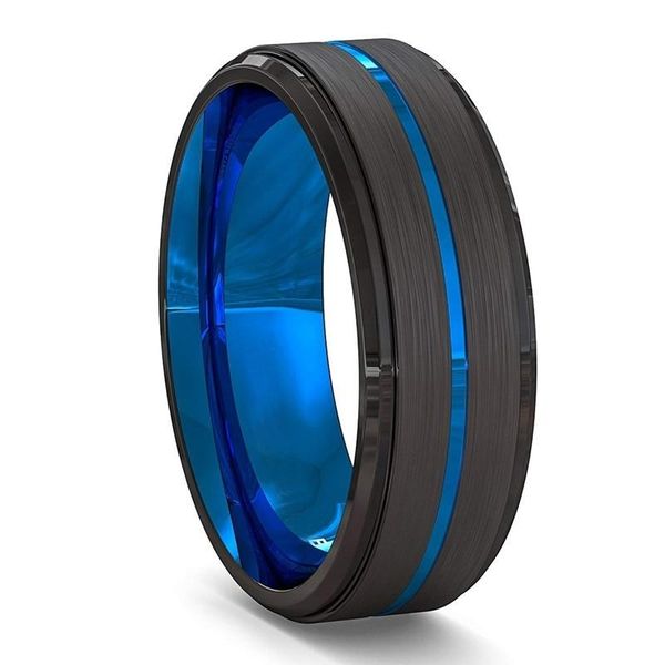 cluster rings fashion 8mm men charm black brushed ladder edge blue groove stainless steel ring wedding band for jewelry gifts, Golden;silver
cluster rings fashion 8mm men charm black brushed ladder edge blue groove stainless steel ring wedding band for jewelry gifts, Golden;silver
