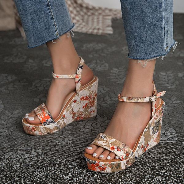 ethnic print wedges platform buckle strap large size women sandals fashion summer anti-slip 11cm high heels ladies shoes, Black
ethnic print wedges platform buckle strap large size women sandals fashion summer anti-slip 11cm high heels ladies shoes, Black