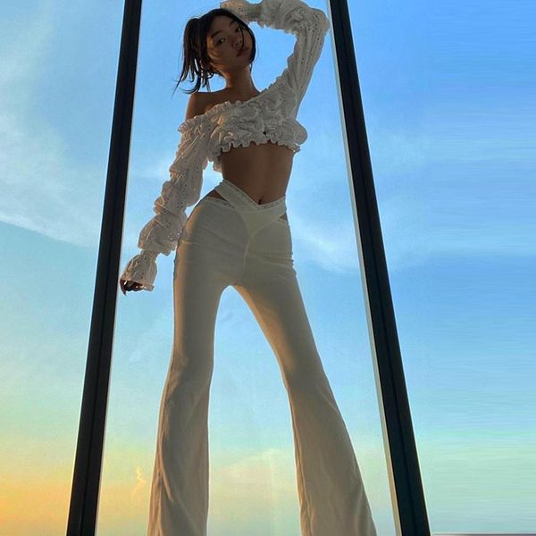 women's pants & capris female flared trousers solid color ribbed lace trim low waist hollow out for spring fall white, Black;white
women's pants & capris female flared trousers solid color ribbed lace trim low waist hollow out for spring fall white, Black;white