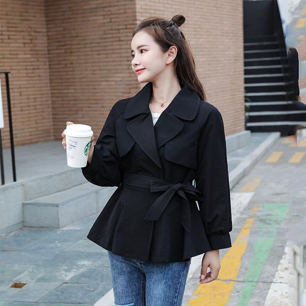 women's trench coats short coat with sashes long sleeve spring autumn ladies casual outwear turn down collar for female fashion, Tan;black
women's trench coats short coat with sashes long sleeve spring autumn ladies casual outwear turn down collar for female fashion, Tan;black