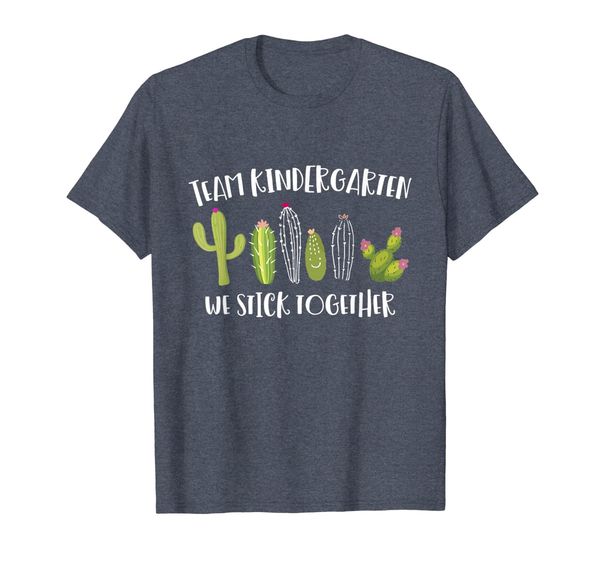 team kindergarten we stick together funny cactus t-shirt, White;black