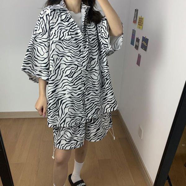 women's tracksuits japanese fashion zebra pattern short sleeve shirts and shorts for womens 2021 summer 2 pieces sets hawaiian oversize, Gray
women's tracksuits japanese fashion zebra pattern short sleeve shirts and shorts for womens 2021 summer 2 pieces sets hawaiian oversize, Gray