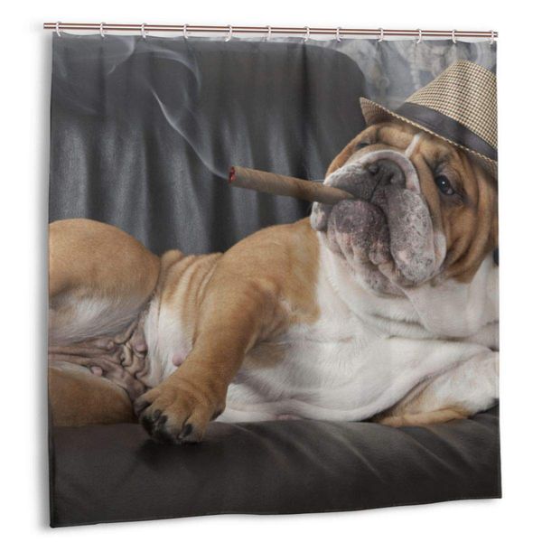 shower curtain for bathroom decor curtains set,bulldog humorous p of a gentleman dog resting in a chair with glass of drink
shower curtain for bathroom decor curtains set,bulldog humorous p of a gentleman dog resting in a chair with glass of drink