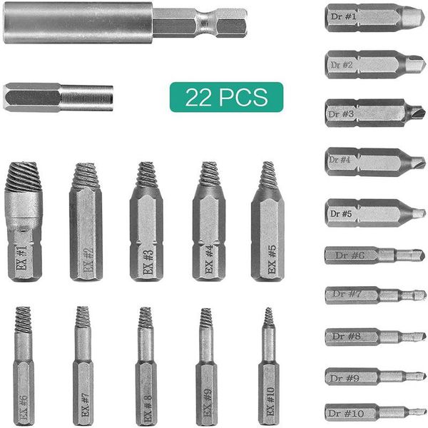 22pcs set damaged screw extractor kit, easily remove stripped & broken screws hand tools
22pcs set damaged screw extractor kit, easily remove stripped & broken screws hand tools