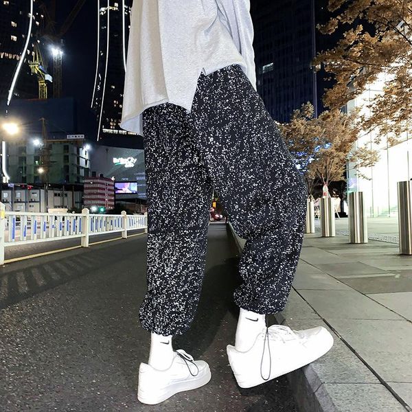 men's pants harajuku style high street ins tide brand handsome drape starry hiphop sweatpants sport trousers, Black
men's pants harajuku style high street ins tide brand handsome drape starry hiphop sweatpants sport trousers, Black
