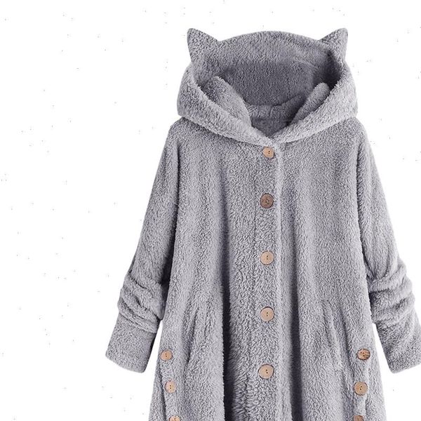 women fluffy womens hoodie coat loose solid winter kawaii cat ear hooded buttons fleece jackets tracksuit plus, Black
women fluffy womens hoodie coat loose solid winter kawaii cat ear hooded buttons fleece jackets tracksuit plus, Black