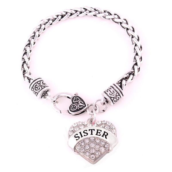 charm bracelets for women good gift family member sister written heart pendant with crystals zinc alloy drop, Golden;silver
charm bracelets for women good gift family member sister written heart pendant with crystals zinc alloy drop, Golden;silver