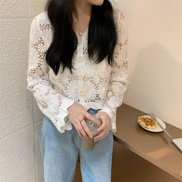 women's knits & tees 2021 spring and autumn fashion temperament lace hollow long sleeve cardigan jacket western short top, White
women's knits & tees 2021 spring and autumn fashion temperament lace hollow long sleeve cardigan jacket western short top, White