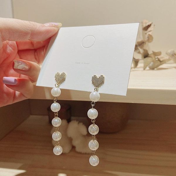 dangle & chandelier simple korean female jewelry temperament imitation pearl long tassel rhinestones love earrings fashion women's acce, Silver
dangle & chandelier simple korean female jewelry temperament imitation pearl long tassel rhinestones love earrings fashion women's acce, Silver