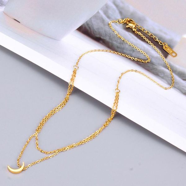 pendant necklaces layer chains necklace women accessories stainless steel jewelry gold color moon pendants collars choker wholesale, Silver
pendant necklaces layer chains necklace women accessories stainless steel jewelry gold color moon pendants collars choker wholesale, Silver