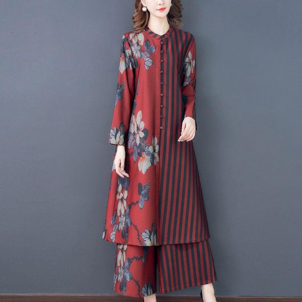 women's tracksuits 5xl two-piece suit clothing fashion retro wide leg pants floral stripe patchwork long shirt dress + trousers set k11, Gray
women's tracksuits 5xl two-piece suit clothing fashion retro wide leg pants floral stripe patchwork long shirt dress + trousers set k11, Gray