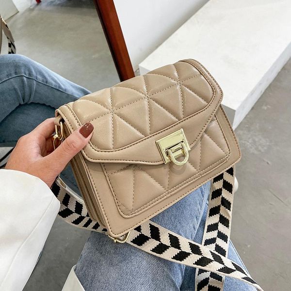 wide-shoulder strap handbag 2021 fashion messenger bag high-end lingge square underarm dual-use shoulder bags