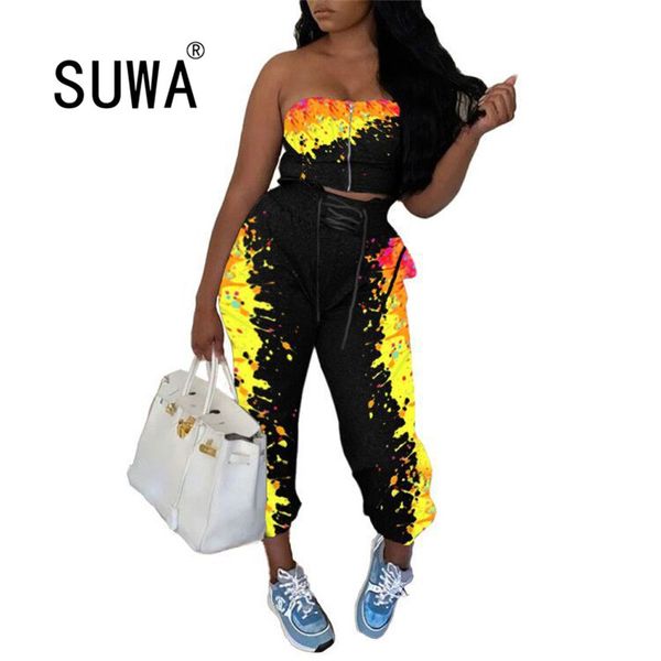 galaxy women strapless lace up high waist sweatpants pants suit active wear tracksuit two piece set fitness club outfit 210525, White
galaxy women strapless lace up high waist sweatpants pants suit active wear tracksuit two piece set fitness club outfit 210525, White