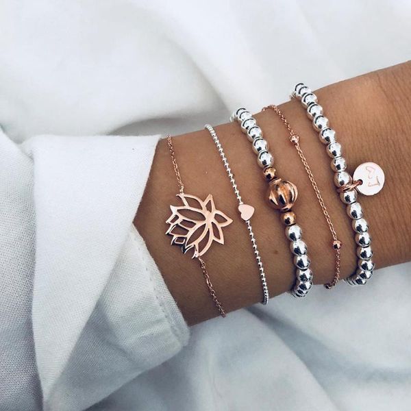 charm bracelets silver color beads strand love heart hollow lotus flower bracelet set for women summer braclets jewelry 5pcs/set, Golden;silver
charm bracelets silver color beads strand love heart hollow lotus flower bracelet set for women summer braclets jewelry 5pcs/set, Golden;silver