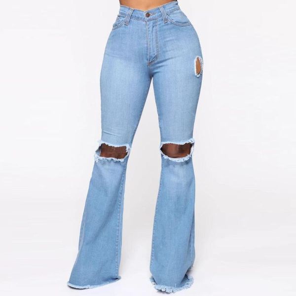women's jeans women denim hole button zipper pocket casual flares wide leg slim high waist trousers vintage solid pant, Blue
women's jeans women denim hole button zipper pocket casual flares wide leg slim high waist trousers vintage solid pant, Blue