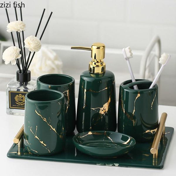 bath accessory set ceramic bathroom five-piece wash toothbrush cup / cotton swab box bottle
bath accessory set ceramic bathroom five-piece wash toothbrush cup / cotton swab box bottle