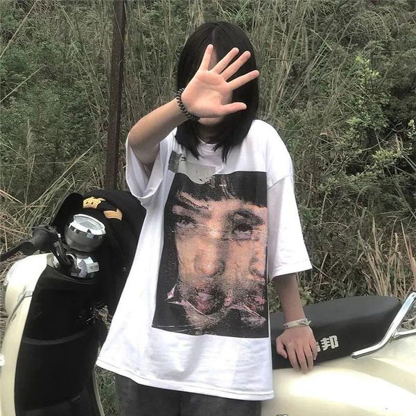 women's t-shirt hip hop short sleeve streetwear print vintage clothes tshirt punk loose shirt goth basic tees oversized male female, White
women's t-shirt hip hop short sleeve streetwear print vintage clothes tshirt punk loose shirt goth basic tees oversized male female, White
