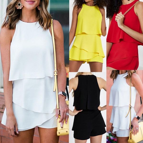 women's jumpsuits & rompers 2021 summer women causal o neck solid playsuits for fashion sleeveless short jumpsuit casual party back sli, Black;white
women's jumpsuits & rompers 2021 summer women causal o neck solid playsuits for fashion sleeveless short jumpsuit casual party back sli, Black;white