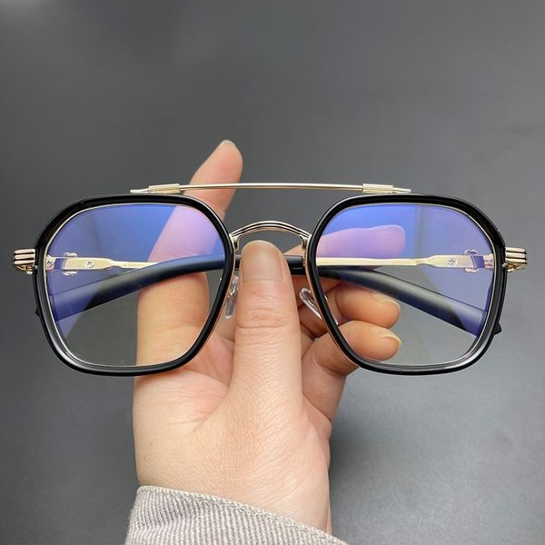 70% off online store metal double beam glasses large frame flat lens men's and women's plain anti blue fn1x, White;black
70% off online store metal double beam glasses large frame flat lens men's and women's plain anti blue fn1x, White;black