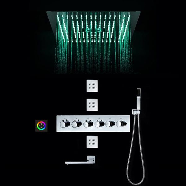 chrome & black shower systems 40cm rainfall head panel led set thermostatic mixer brass bathroom faucets sets
chrome & black shower systems 40cm rainfall head panel led set thermostatic mixer brass bathroom faucets sets