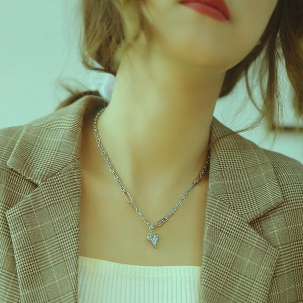 pendant necklaces personality cool style titanium steel necklace, minority design, peach heart love splicing neck chain jewelry, Silver
pendant necklaces personality cool style titanium steel necklace, minority design, peach heart love splicing neck chain jewelry, Silver