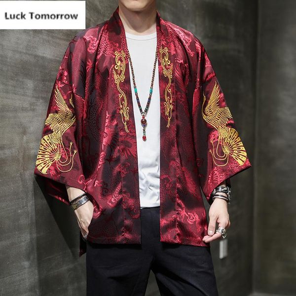 autumn spring white red embroidery yukata harajuku japanese fashion kimono men and women cardigan haori obi asian clothes ethnic clothing