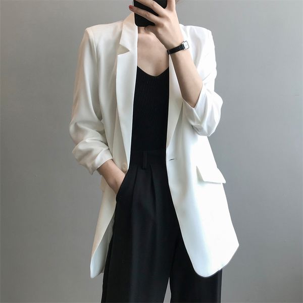 women's suits & blazers hzirip long blazer clothing, retr o cardigan with pure color for the autumn, minimalist loose and elegant jacke, White;black
women's suits & blazers hzirip long blazer clothing, retr o cardigan with pure color for the autumn, minimalist loose and elegant jacke, White;black