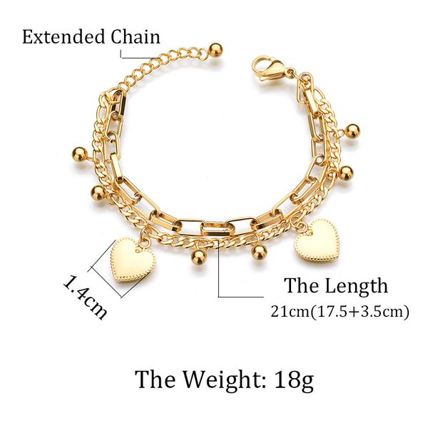 popular layered 18k gold plated heart charm bracelet paperclip chain stainless steel jewelry for gift, Golden;silver
popular layered 18k gold plated heart charm bracelet paperclip chain stainless steel jewelry for gift, Golden;silver