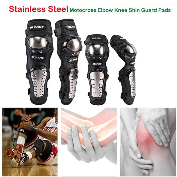 

elbow & knee pads riding tribe stainless steel motorcycle motocross racing shin guards lightweight breathable, Black;gray