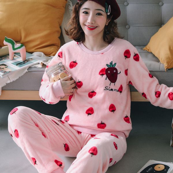 winter flannel warm pajamas for women long sleeve home suit ladies sleepwear cartoon velvet pajama set thick feminino pyjamas, Black;red
winter flannel warm pajamas for women long sleeve home suit ladies sleepwear cartoon velvet pajama set thick feminino pyjamas, Black;red
