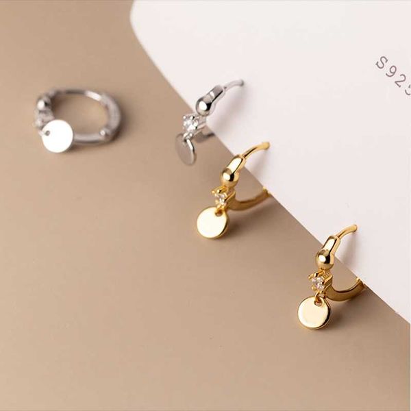 hoop & huggie 925 sterling silver simple disc pendant pavé crystal zircon earrings for women bohemian charm jewelry accessories, Golden;silver
hoop & huggie 925 sterling silver simple disc pendant pavé crystal zircon earrings for women bohemian charm jewelry accessories, Golden;silver