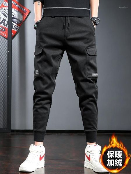 men winter cargo pants streetwear fashion black thickened warm woolen trekking casual trousers men's 
men winter cargo pants streetwear fashion black thickened warm woolen trekking casual trousers men's