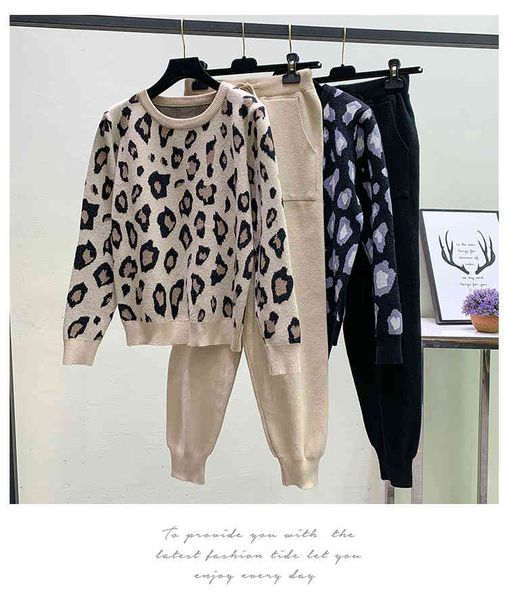 women's two piece pants fashion autumn winter women suits leopard knitted o-neck pullover sweater and set l72f, White
women's two piece pants fashion autumn winter women suits leopard knitted o-neck pullover sweater and set l72f, White