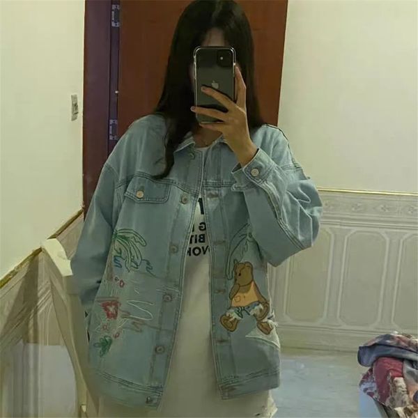 women's jackets jean jackets stamped with flowers and bear embroidery, spring autumn clothes, women's baggy coat, big size, lovely, Black;brown
women's jackets jean jackets stamped with flowers and bear embroidery, spring autumn clothes, women's baggy coat, big size, lovely, Black;brown