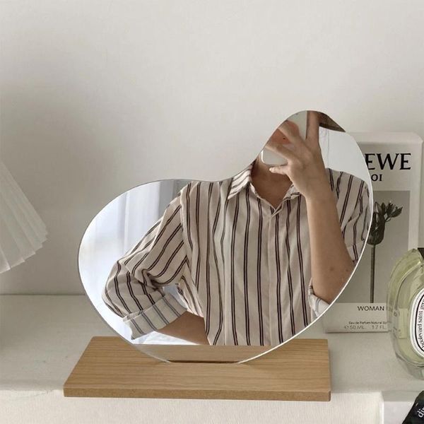 mirrors home decoration frameless acrylic makeup mirror, irregular tablevanity mirror with wooden base for decor
mirrors home decoration frameless acrylic makeup mirror, irregular tablevanity mirror with wooden base for decor