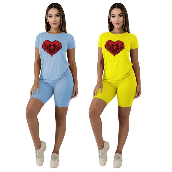 women's tracksuits women two piec set skulls t shirts and shorts summer short sleeve o-neck casual joggers biker outfit, Gray 
women's tracksuits women two piec set skulls t shirts and shorts summer short sleeve o-neck casual joggers biker outfit, Gray